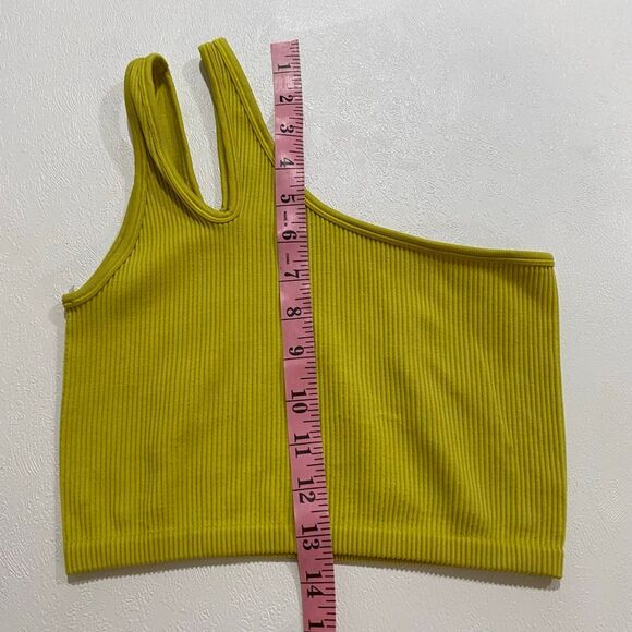 OFFLINE by Aerie One Shoulder Ribbed Crop Tank Top Women’s Small – Lime Green As - Picture 5 of 5